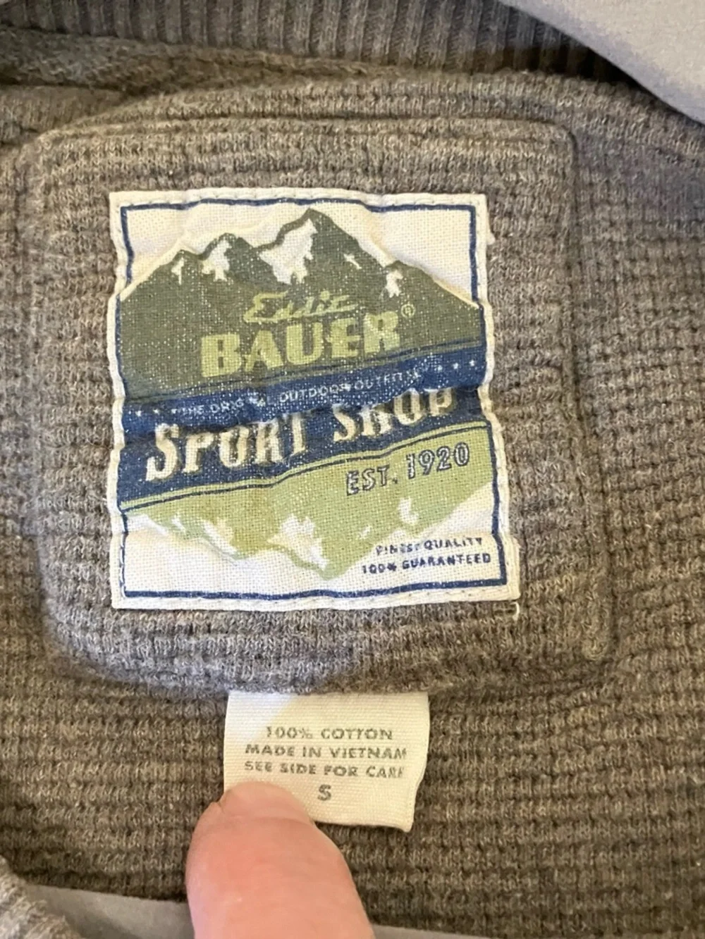 Eddie Bauer 100% Cotton Neutral Taupe Knit Crewneck Sweater Women’s Size Small